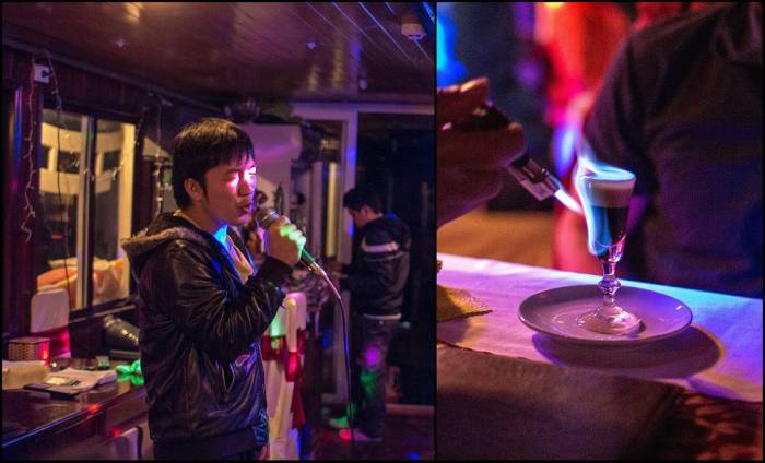 karaoke and flaming shots as the main entertainment on board Hạ Long Bay