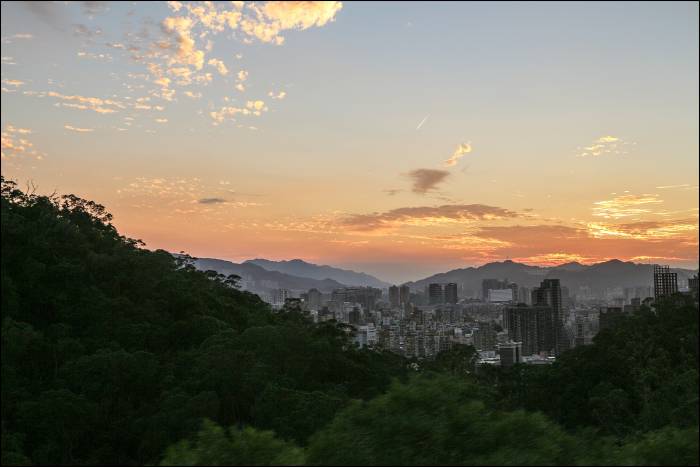 sunset over the city from the hills of Maokong sunset over the city from the hills of Maokong